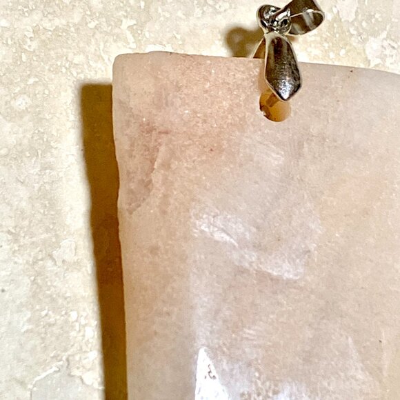 Natural Peachy Banded Agate Pendant, Large Genuine Gemstone Geometric Pendant - Picture 7 of 12